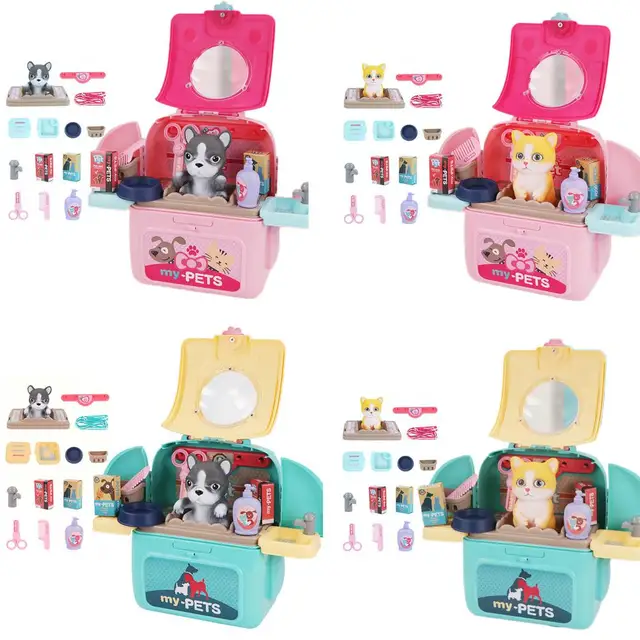 Simulation Animal Pet Backpack Practical Exquisite Plastic Pretend Play Pet Care Set Kid Children Birthday Gifts 6