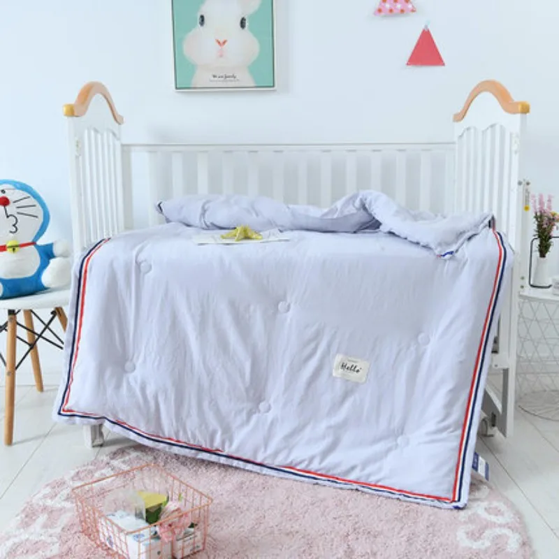1.25kg Spring Autumn Полиэстер однотонный детский плед лето весна осень зима 120x150 см Стёганое одеяло для мальчиков девочек Детская кровать 0,6 м 1,0 м - Цвет: 1.25kg Spring Autumn