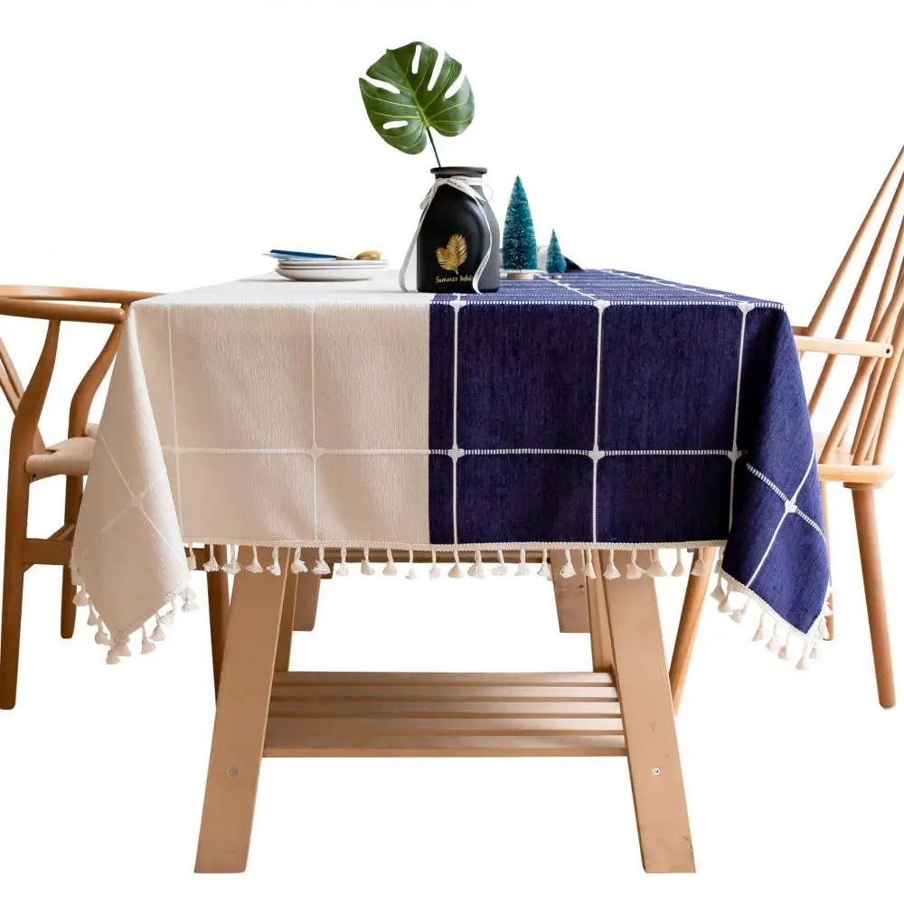 Rectangular Wedding Dining Table Cover Cotton Table Cloth with Tassels Western Style Tablecloth Decorative Party Wedding Decor