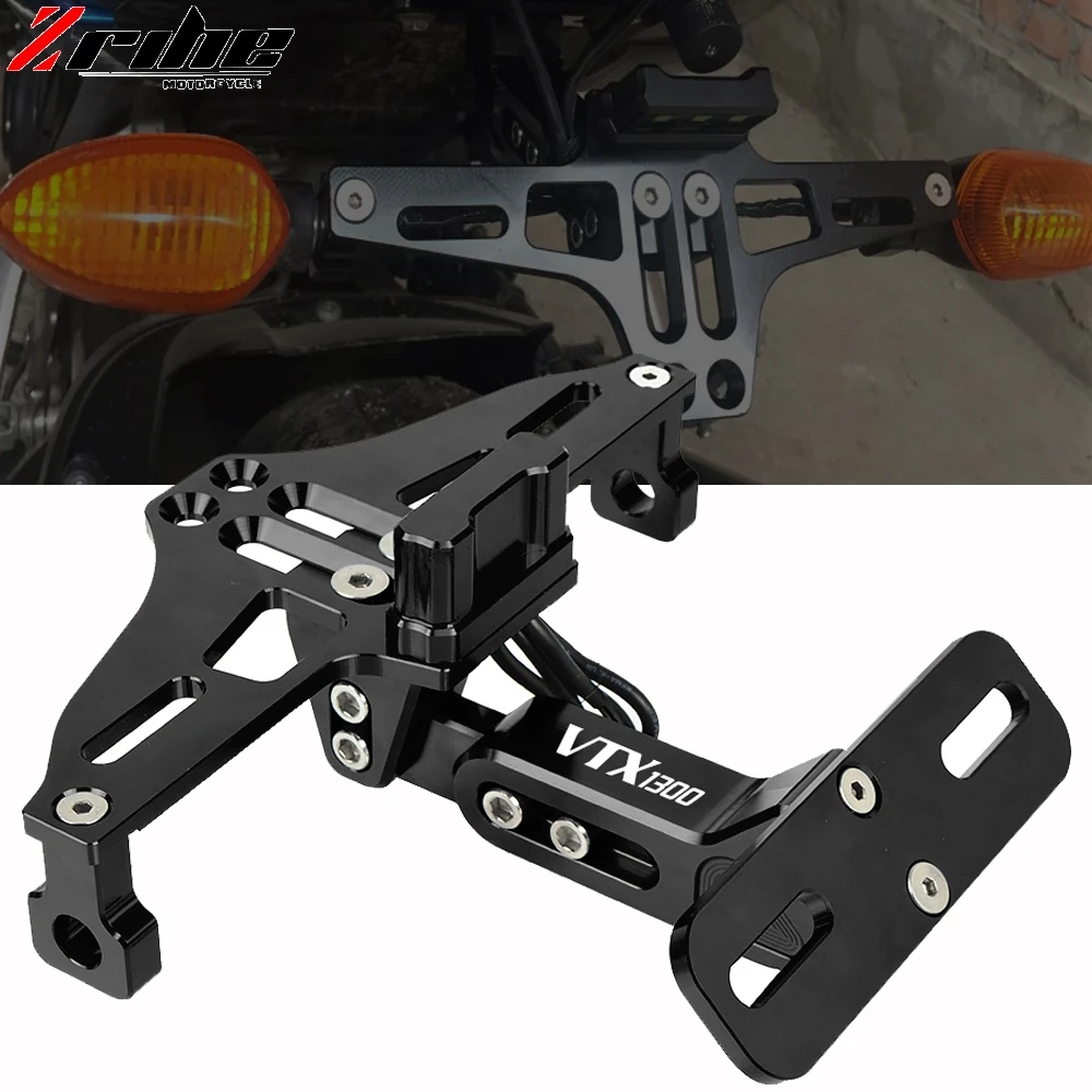 

Motorcycle LED License Plate Holder Support Plaque Moto Bracket Frame For HONDA VTX1300 VTX 1300 2003 2004 2005 2006 2007-2010