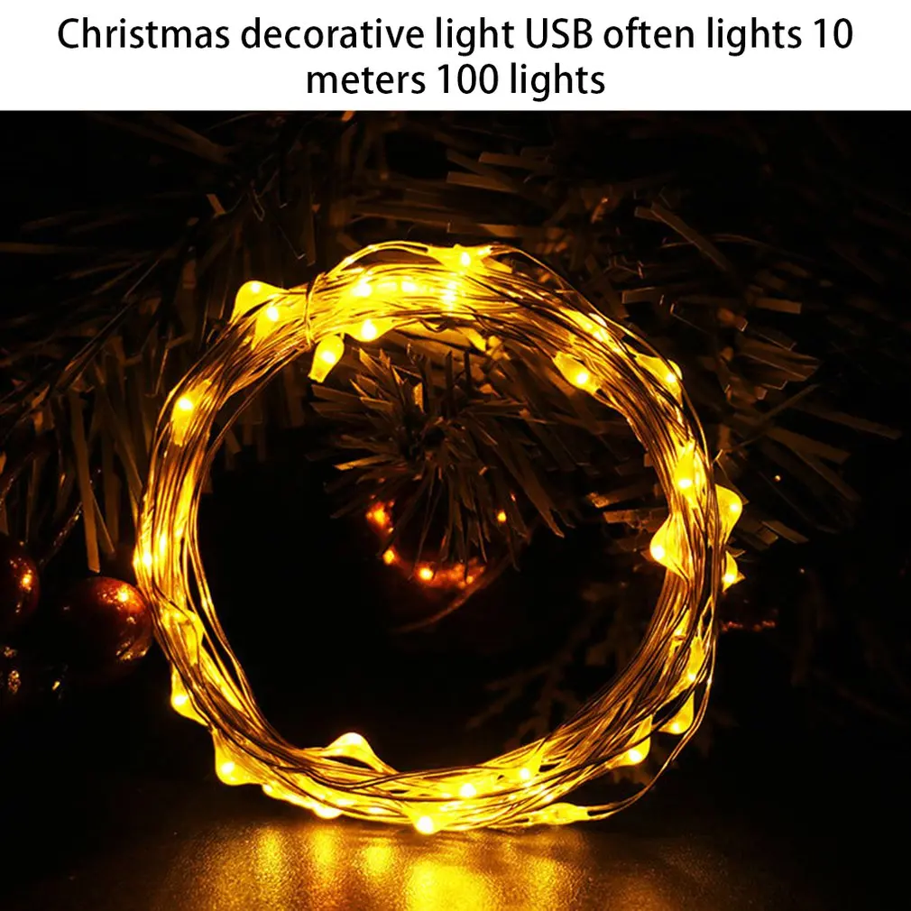 10 м 100 Led праздник освещение струна Usb с пультом дистанционного управления световая гирлянда Серебряная линия световая гирлянда Рождественское украшение маленькие огни