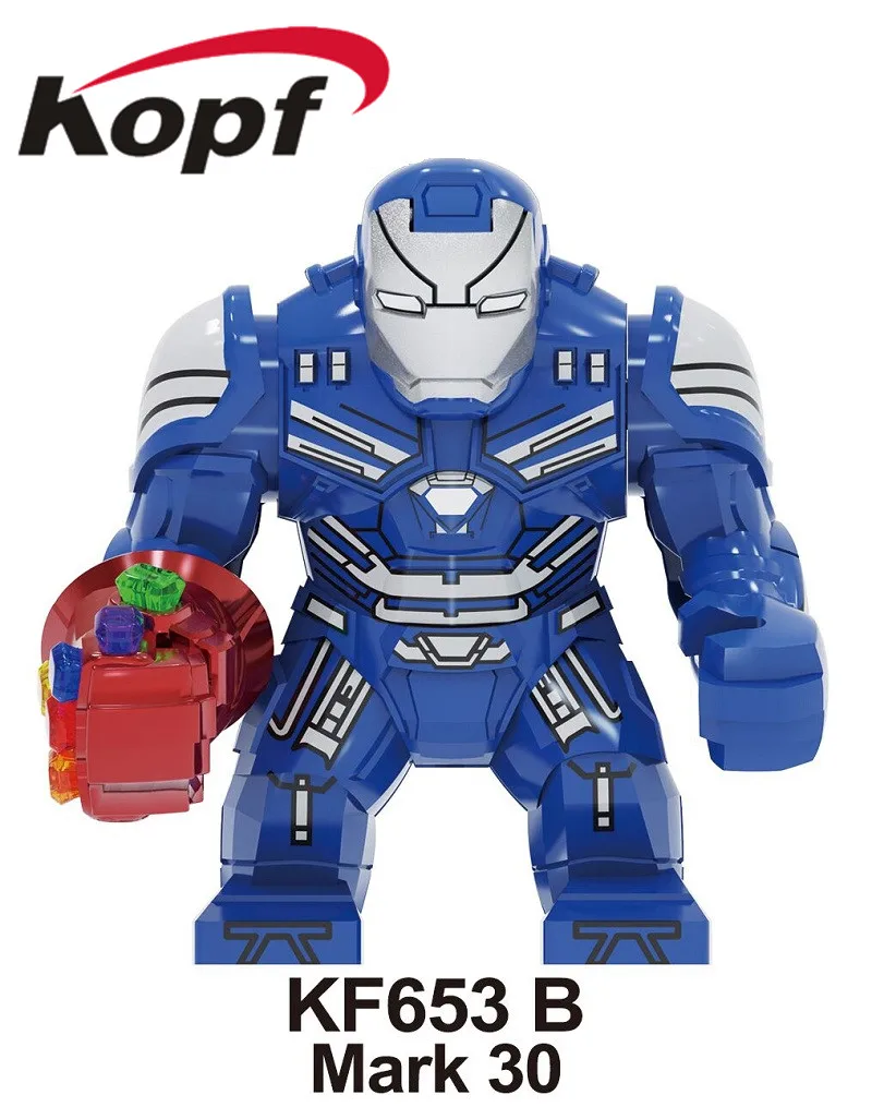 KF653B 20pcs No Box 20 шт. строительные блоки кирпичи большие фигурки Черная пантера Флас Супермен Тор паук фигурка мужчины для детей Dollos Подарочные игрушки KF6077 - Цвет: KF653B 20pcs No Box