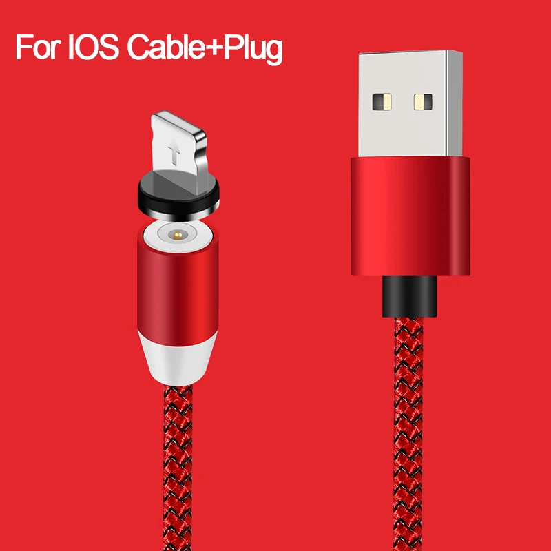 Магнитный кабель Micro USB type C 2.4A для быстрой зарядки светодиодный кабель для iPhone X huawei Xiaomi MI9 магнит USBC кабель для зарядного устройства type-C - Цвет: Red For iphone