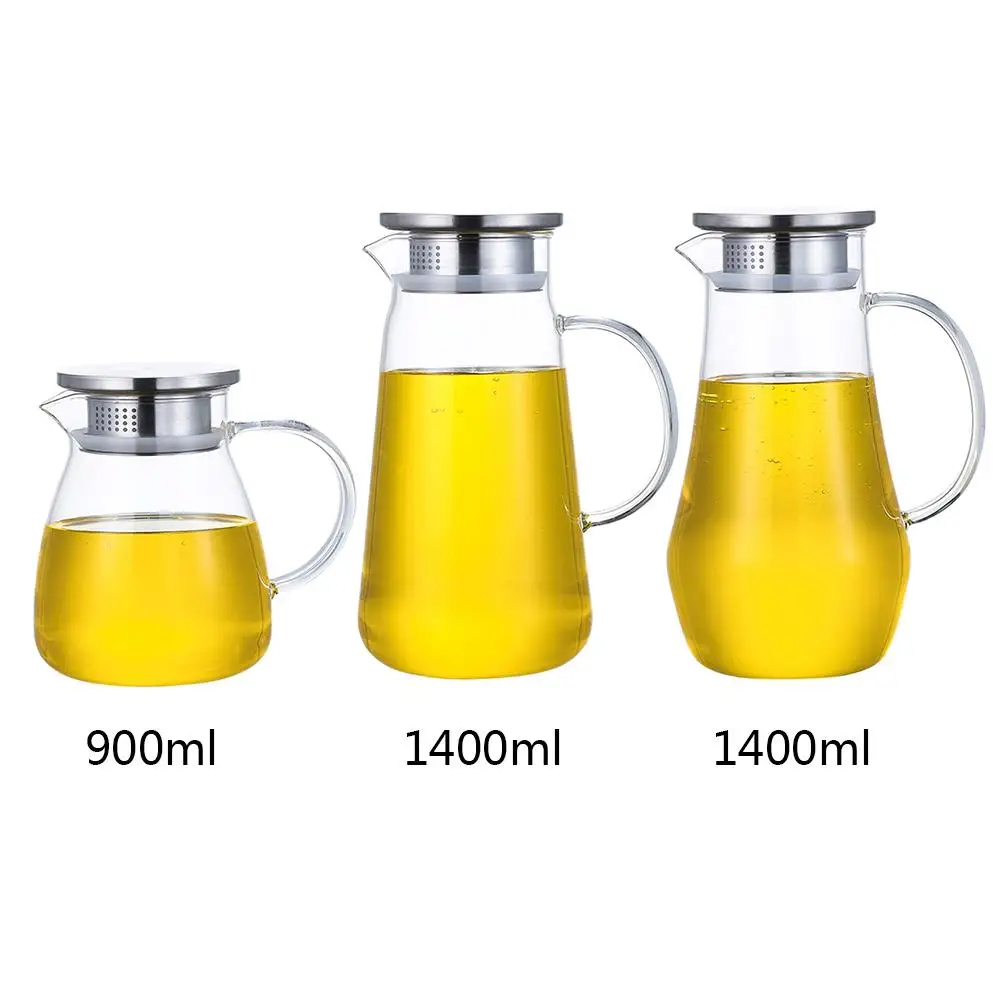 Glass Water Pitcher High Temperature Resistance with Handle Lid Thickened for Home Office Use | Дом и сад