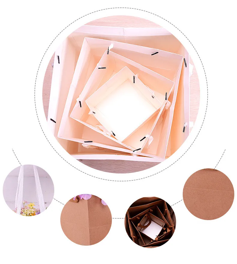 White Black Brown Red Paper Gift Bags Kraft Paper Candy Box With Handle Wedding Birthday Party Gift Package Boxes Gift Cases