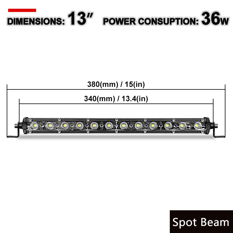 13 inch Spot Beam 18 Вт, 36 Вт, 54 Вт, автомобильный рабочий светильник, бар, точечный светильник, поисковый светильник, Светодиодная панель для Jeep Boats ATV UTV SUV 4 Runner 4x4 Truck Offroad Driving 7~ 20" - Цвет: 13 inch Spot Beam