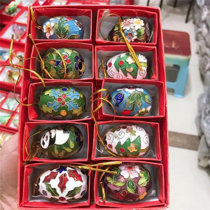 Cloisonne enamel multicolor ball Christmas decoration Chinese style features 10PCS