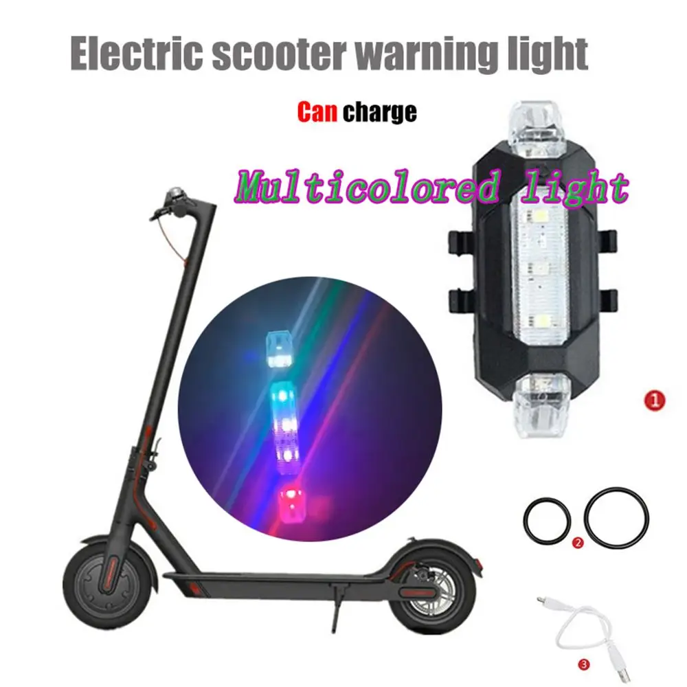 

Scooter Flashlight Double color Head Lamp Warning Strip Light Rechargeable Bicycle Lights Rear Light Colorful Taillight