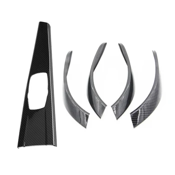 

1Pcs Carbon Fiber Abs Interior Multimedia Panel Cover & 4Pcs Carbon Look Interior Door Handle Cover Trim