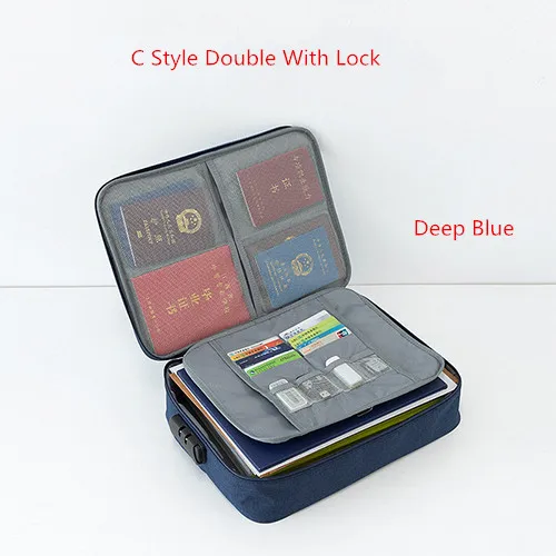 Document Passport Organizer Pouch Business Travel Ipad Passport Holder Cationic Cloth File Certificate Storage Bag Accessories - Цвет: C Deep Blue
