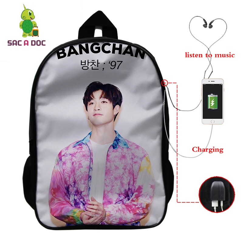 Mochila Kpop рюкзак для детей женский многофункциональный USB зарядка латоп рюкзак школьные сумки для подростков девочек мальчиков рюкзак для путешествий - Цвет: 22