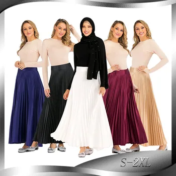 

WEPBEL Women's High Waist Pleated Skirt Solid Color Women Ankle Length Summer Skirts Fashion New