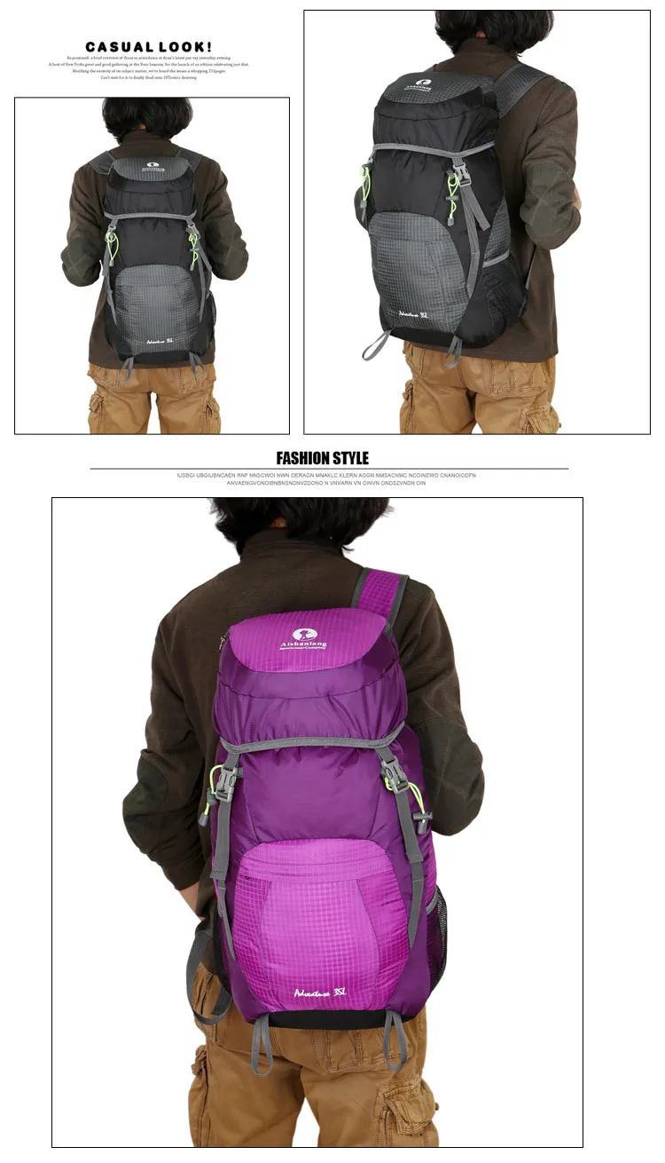 Men Outdoor backpack camping bag 35L Ultralight waterproof travel Folding backpack Women Sports camping hiking Hike Pack