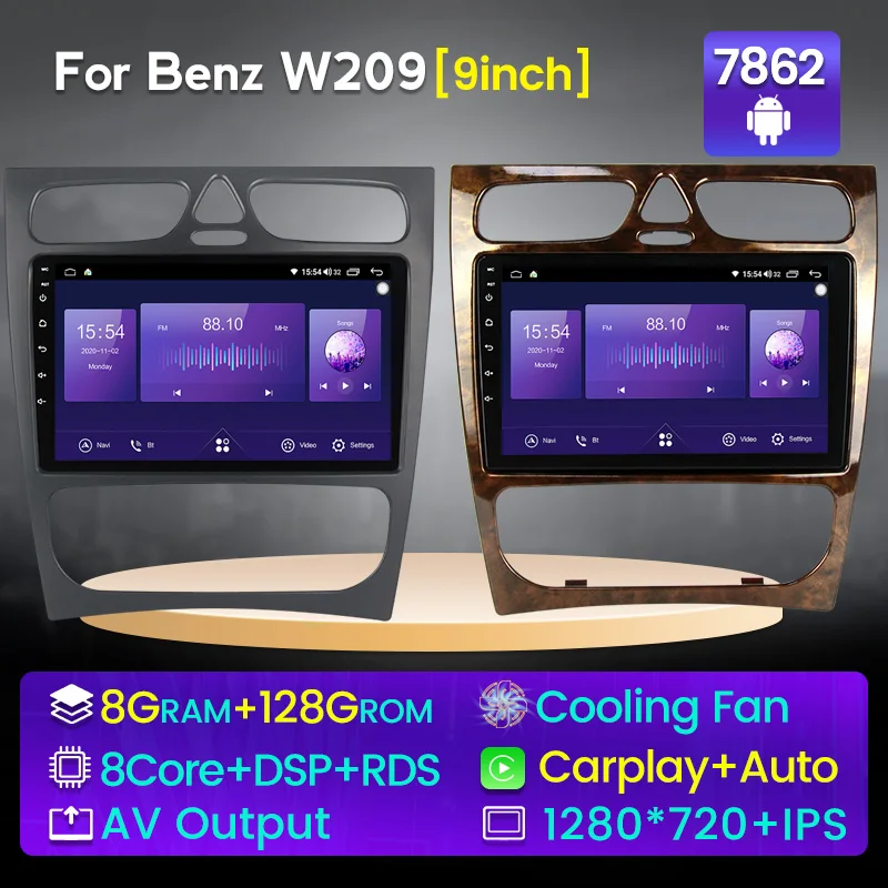 DSP RDS Android 11 IPS экран Автомобильный мультимедийный плеер для Mercedes Benz W209 W203 W210 W168