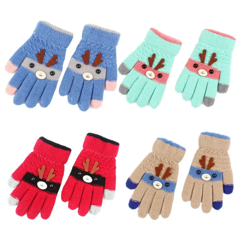 Детские Зимние теплые рождественские вязаные толстые магические перчатки, милые детские перчатки, имитация детских перчаток, подарки