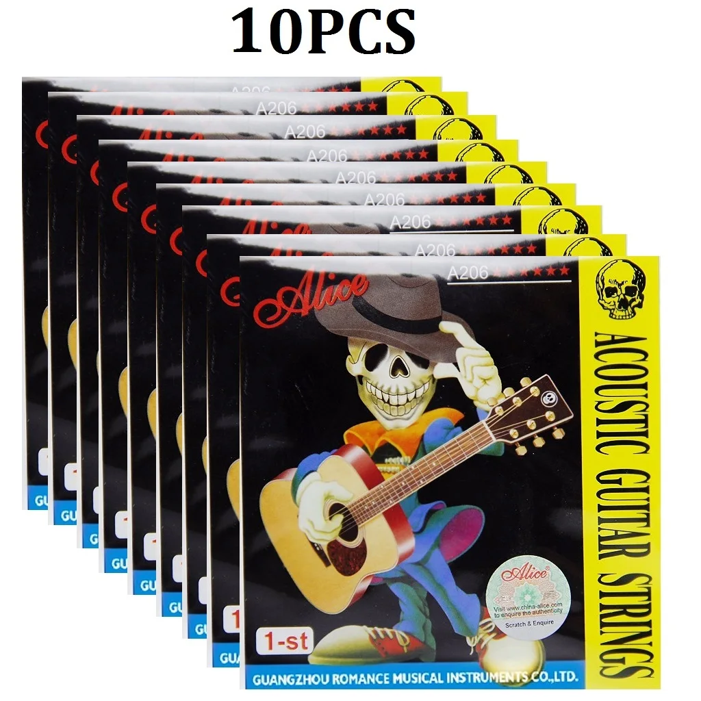 10pcs Alice A206 1-st Strings 011 inch Steel Acoustic Guitar Single E strings | Спорт и развлечения
