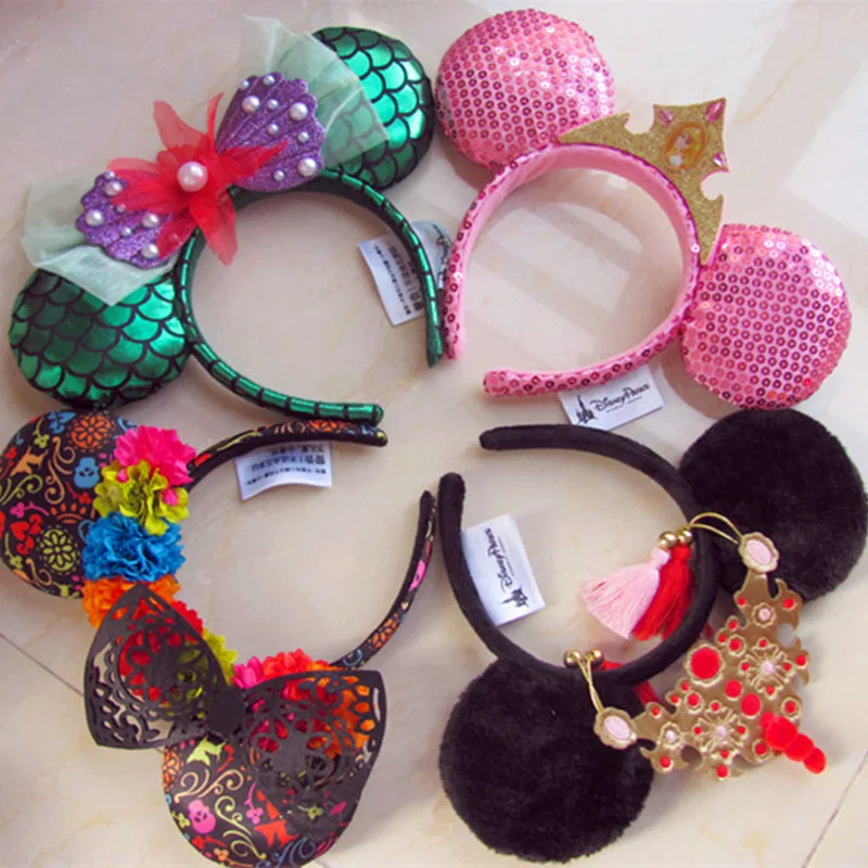 Disney Mickey Mouse Headband Disneyland Minnie Ears Plush Headwear for Children Boy Girl Beauty Toys Cosplay Party Decoration,hair accessories,makeup toy,princess pretend toys