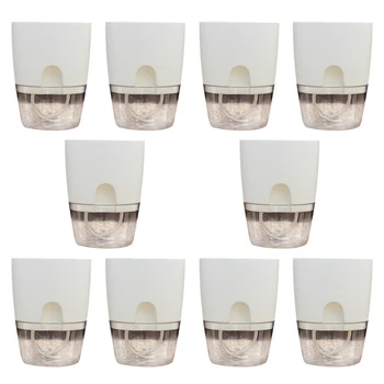 

10Pcs 13.8 X 10.5 X 10.5cm /11.3 X 8.2 X 8.2cm 2 Tiers Creative Self Watering Garden Planter Modern Flower Pot Home Decor New