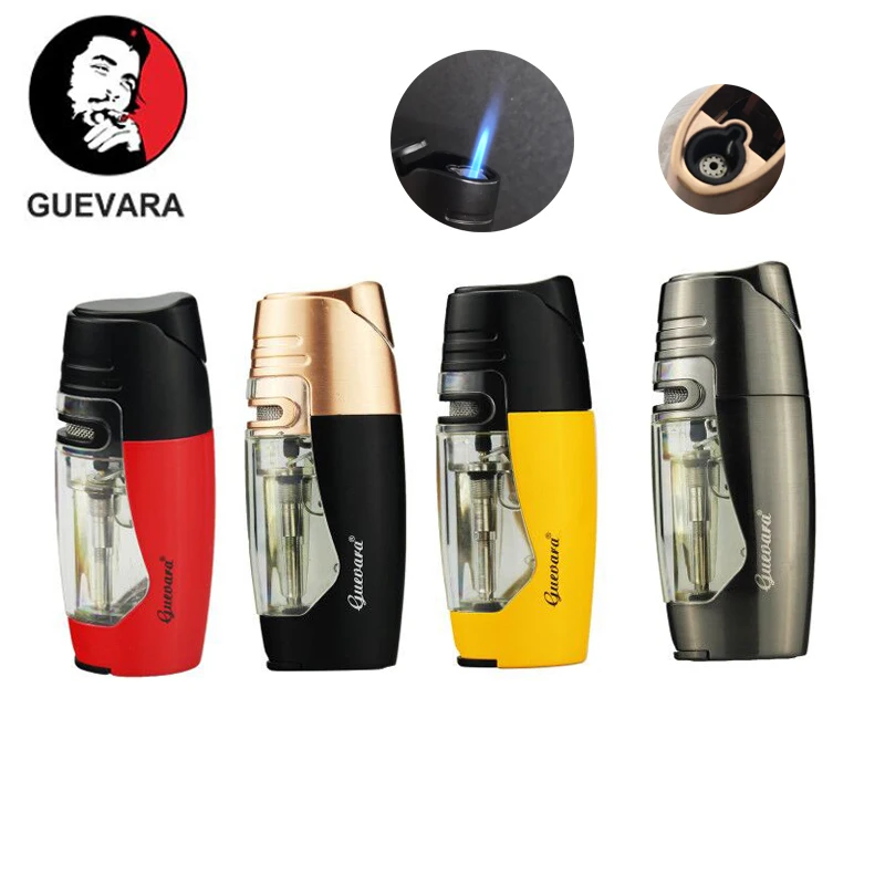 

Guevara Silver Vintage Copper Single Torch Jet Flame Cigarette Cigar Lighter