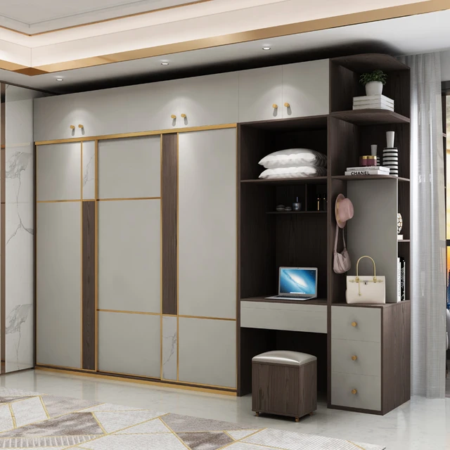 Sliding Wardrobe Designs With Dressing Table