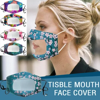 

Face Mask With Clear Window Visible Expression Face Cover For Deaf Mute People Glow In Dark Mouth Reusable Washable Mask