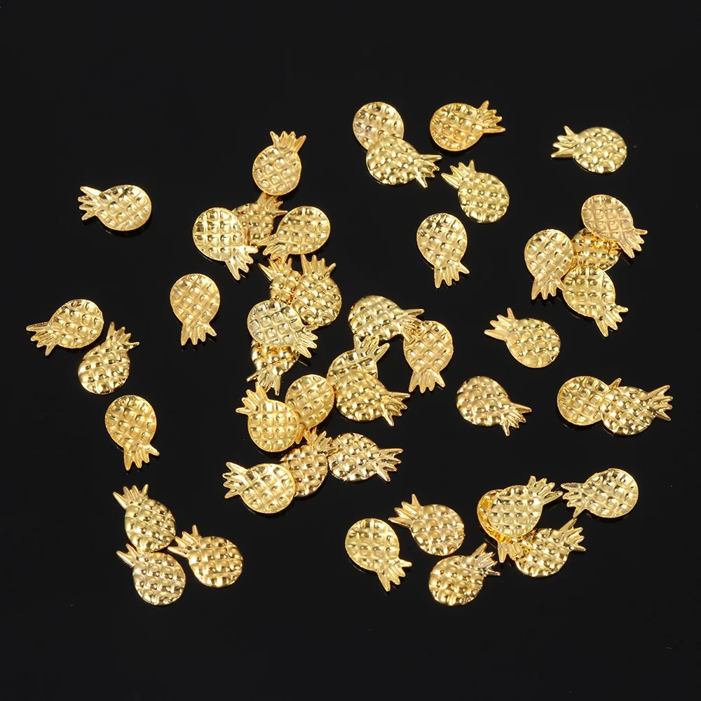 6 Designs/Pack 3D Hollow Metal Nails Stones Gold Silver Flower Shell Nail Art Decorations Fall Sea Micro Beads