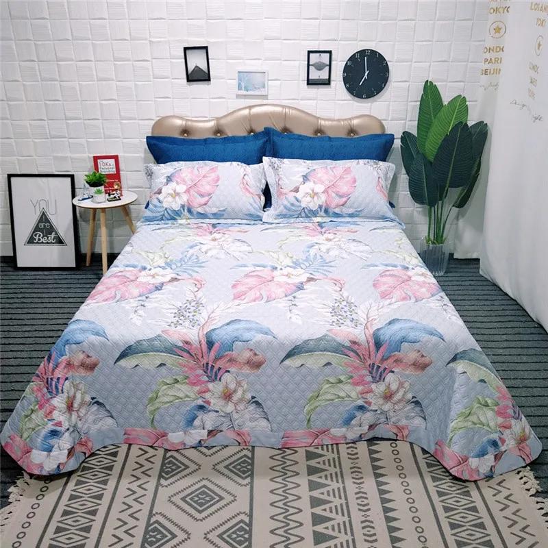 

2019 new products Cotton printing Bedspread Fitted Sheet Pillowcases 2/3 Luxury Thickening Quilting Bedding.