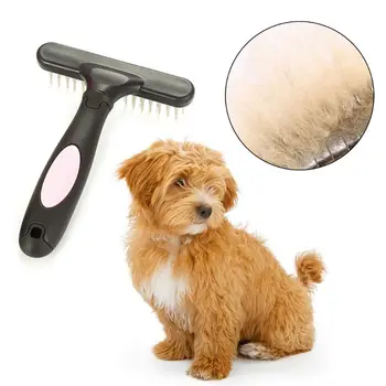

Ergonomic Double Row Pins Cat Dog Dematting Comb Undercoat Rake Brush Pet Grooming Tools
