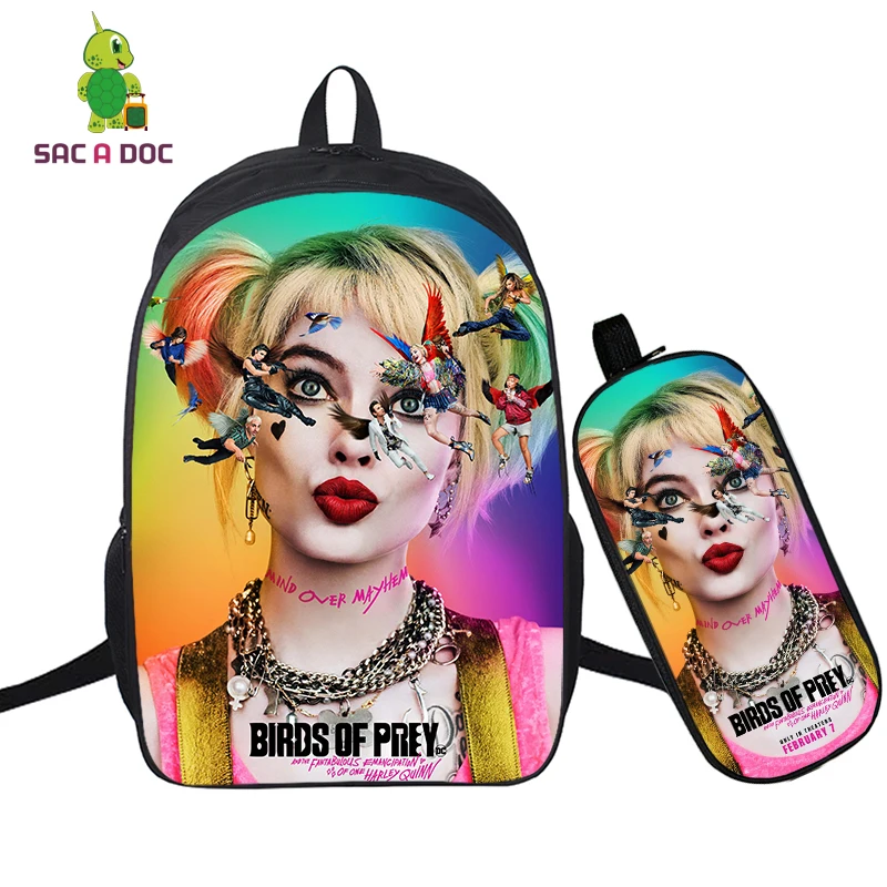 Рюкзак для девочек подростков Mochila Harley Quinn 2 шт./компл. школьные ранцы чехол