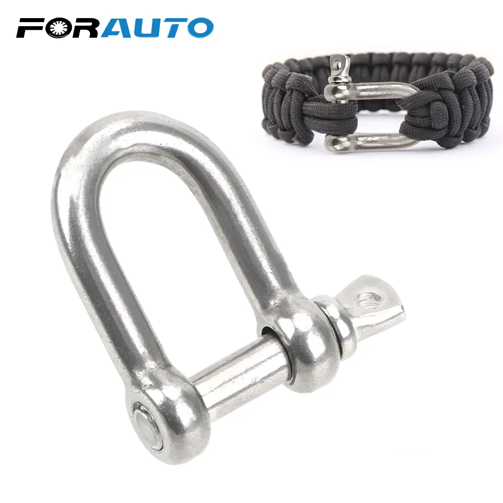 

FORAUTO Bow Shackle Car Key Ring Carabiner Keychain Hook Screw Joint Connector Stainless Steel