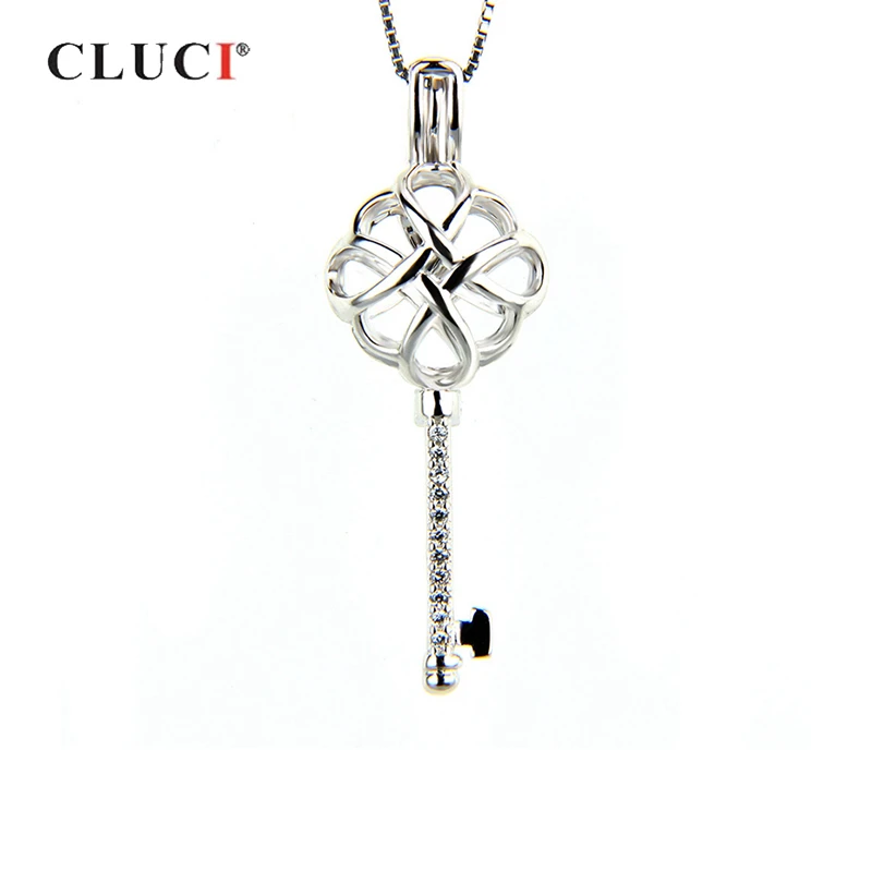 

CLUCI Silver 925 Chinese Knot Shaped Charms Cage Pendant for Women Necklace Jewelry 925 Sterling Silver Locket Pendant SC031SB