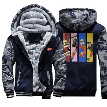 

Men Naruto hoodie camouflage big size fleece sweatshirt fashion print hooded 2020 autumn winter homme zipper casual jackets