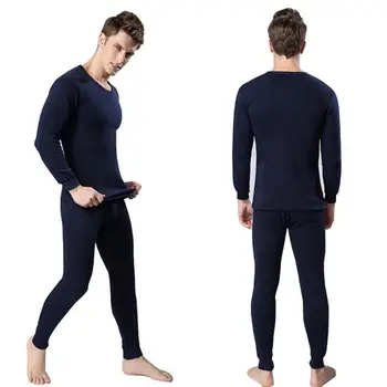 

2019 2 Pcs/lot Cotton Men Autumn Winter Thermal Underwear Set Warm Thicken Long Johns Tops Bottom