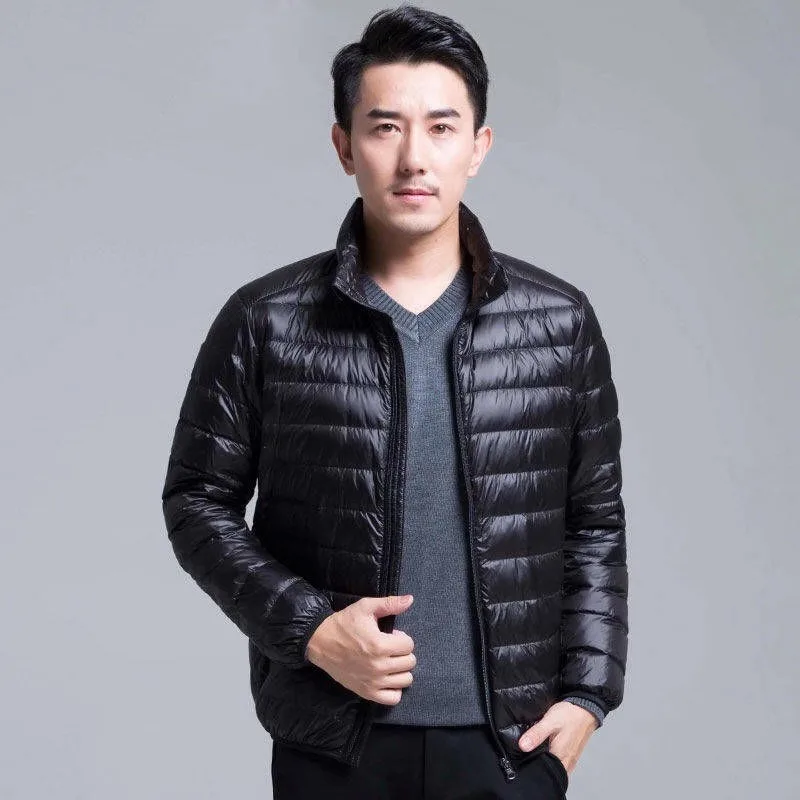 

2020 Light down jacket men's stand-up collar short sized light trimmer jacket for young and middle-aged men
