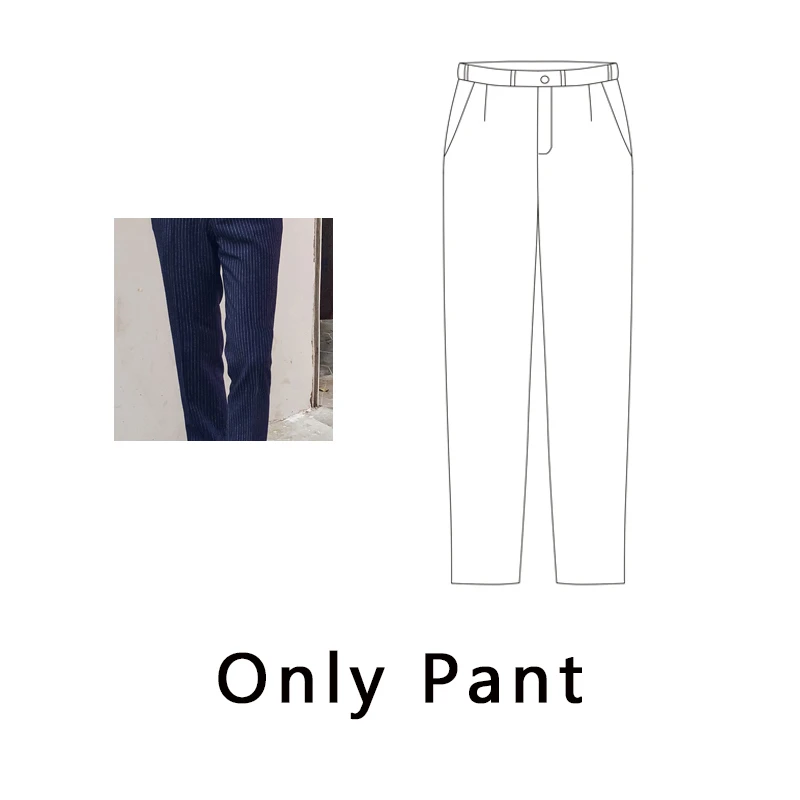 Navy Blue Only Pant Новинка Ternos Masculino, Свадебный костюм в полоску, роскошный приталенный мужской смокинг, мужской смокинг - Цвет: Navy Blue Only Pant