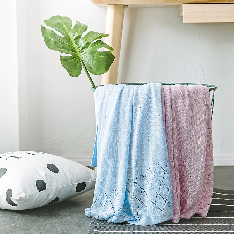 

Bamboo Fabric Knitted Porous Blanket Children Blanket Manufacturers Direct Selling a Generation of Fat Solid Color Thread Blanke