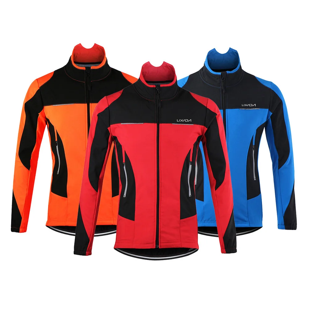 Lixada Windproof Long Sleeve Cycling Jersey Coat Jacket Men Winter Cycling Clothing Set with 3D Padded Pants Trousers