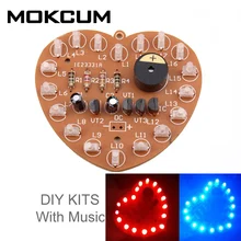 Набор для творчества, набор музыкальной вспышки, 18 светодиодов, в форме сердца, красный, зеленый, двойной цвет, мигающий, с днем рождения, музыкальный подарок, электронные забавные части