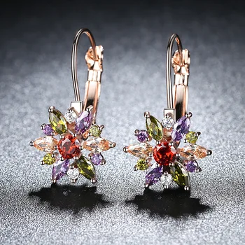 

New Hot Sale Female Earrings Colorful Sun Flower Inlaid Zircon Earrings Exaggerated Personality Retro Earrings Accessories Women