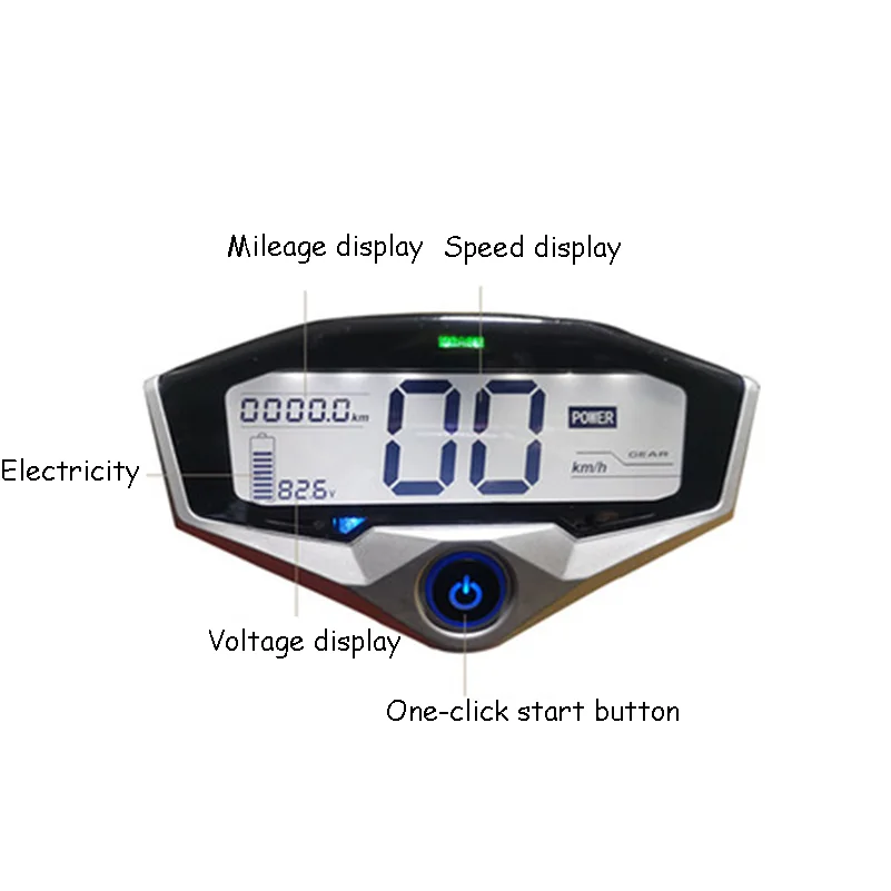 Compteur De Vitesse LED 60V/72V Pour Scooter Électrique Citycoco - Affichage Batterie - Noir