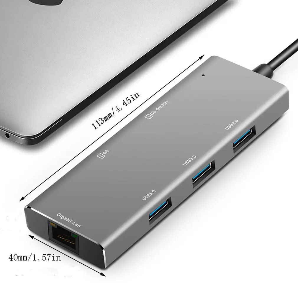 Алюминий USB C концентратор 6-в-1 Тип usb C Hub адаптер ключ совместим для MacBook Pro 1" 15" Thunderbolt 3, USB-C данных