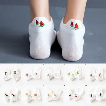 

Ankle Socks Hosiery Cotton Socks Cartoon pineapple Avocado Embroidery Sock Breathable Boat Focks Short Socks Funny Cute White