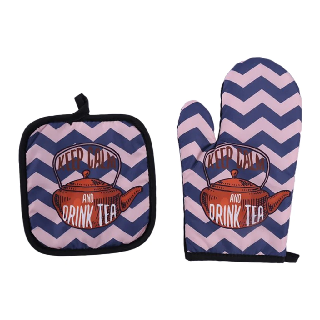 2pcs Oven Gloves Pot Holder Set Heat Resistant Quilted Mitts Cooking baking