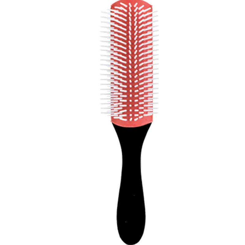 20.5cm Length Anti-static 9 Rows Hair Brush Handcraft Hairbrush Hairdressing Scalp Massager Hair Comb Styling Tools Health - Цвет: Черный