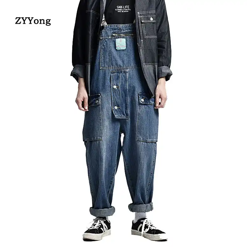 denim cargo jumpsuit