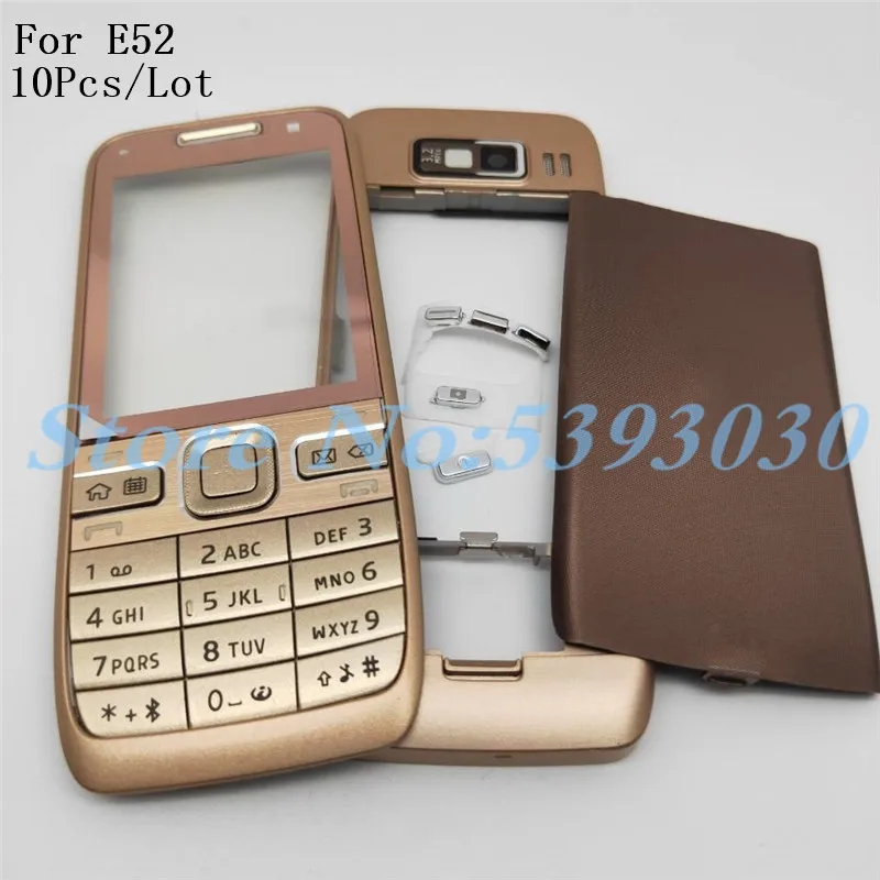 10 шт./лот, новинка, для Nokia E52, корпус, передняя рамка, задняя крышка батареи с английской клавиатурой+ логотип