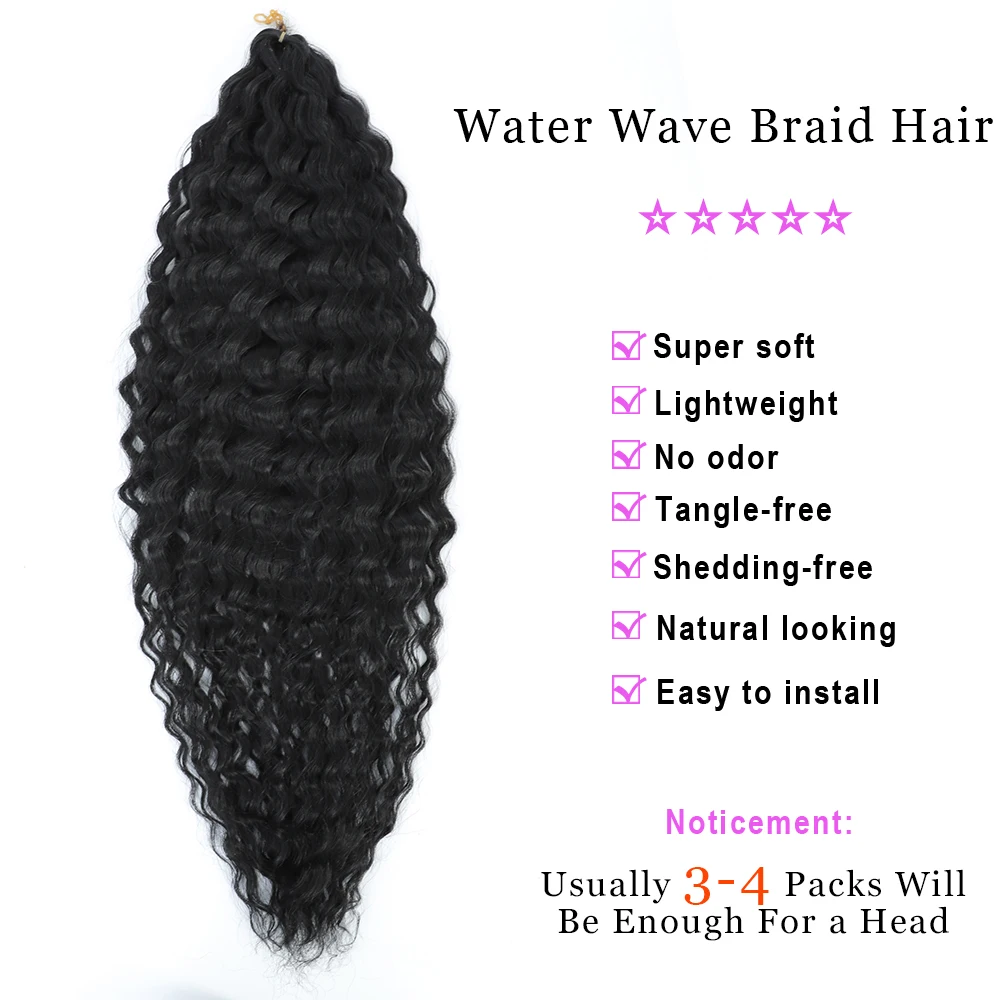 YunRong Synthetic Curl Hair Soft Braiding Extension 30 Inches Crochet Hair Long Water Wave Ombre Color Hair