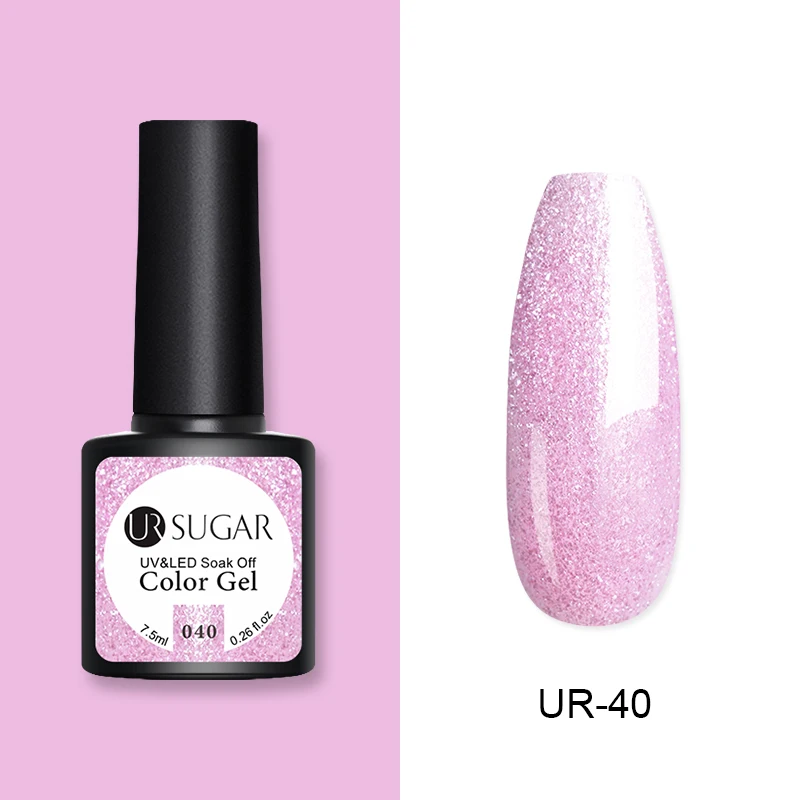 Ur Sugar, 7,5 мл, розовый цвет, УФ-гель, голографический лак, полуперманентный лак для ногтей, Гель-лак для маникюра - Цвет: 40