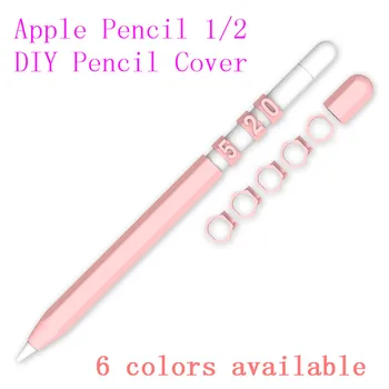 

Cute Candy Color Silicone Pencil Case For Apple Pencil 2/1 For iPad Tablet Touch Pen Funny DIY Letter Number Protective Cover