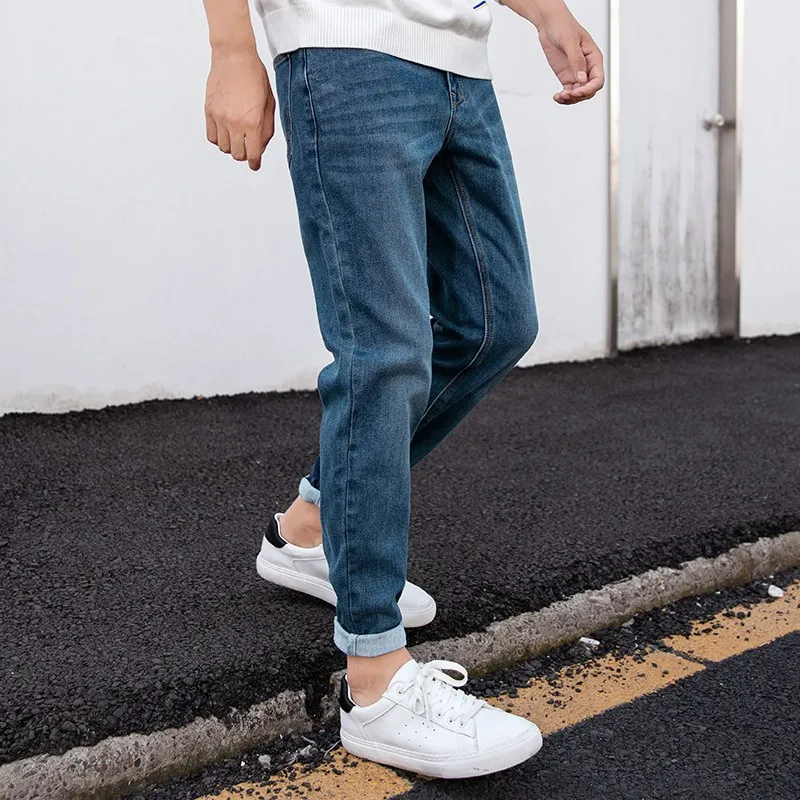 blue Мужские джинсы SEMIR, новинка, зимние брюки, Стрейчевые штаны для мальчиков, модные брендовые мужские джинсы из хлопка - Цвет: blue